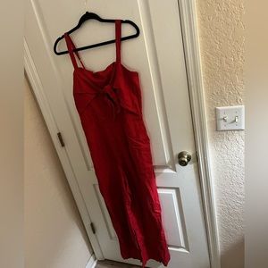 Abercrombie & Fitch Red Front Tie Red Jumpsuit